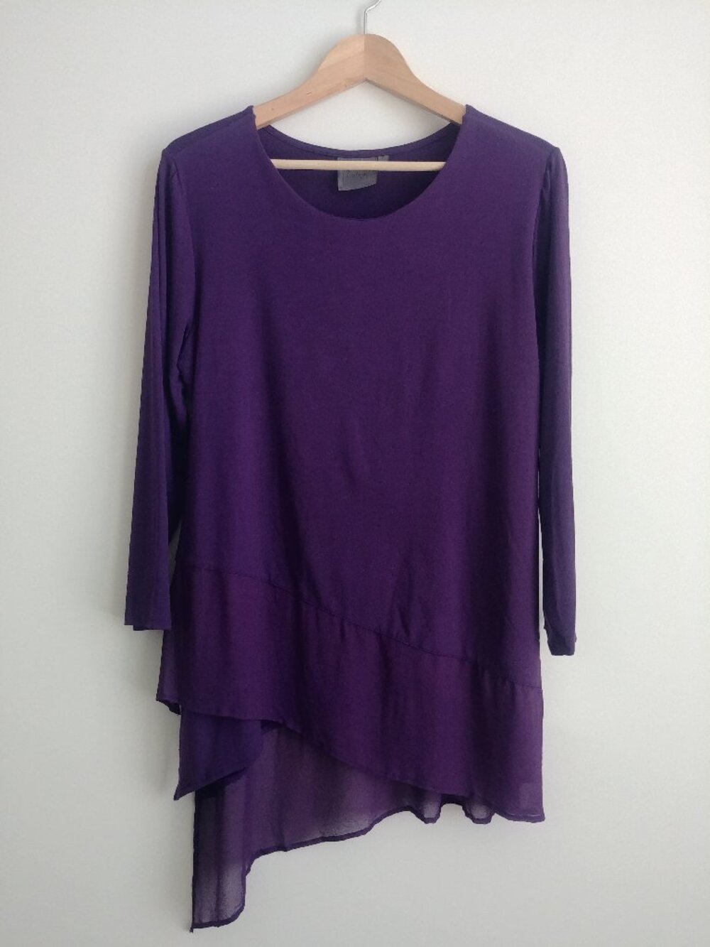 Zeaberg purple asymmetrical hemline tunic top stretch purple modal size …
